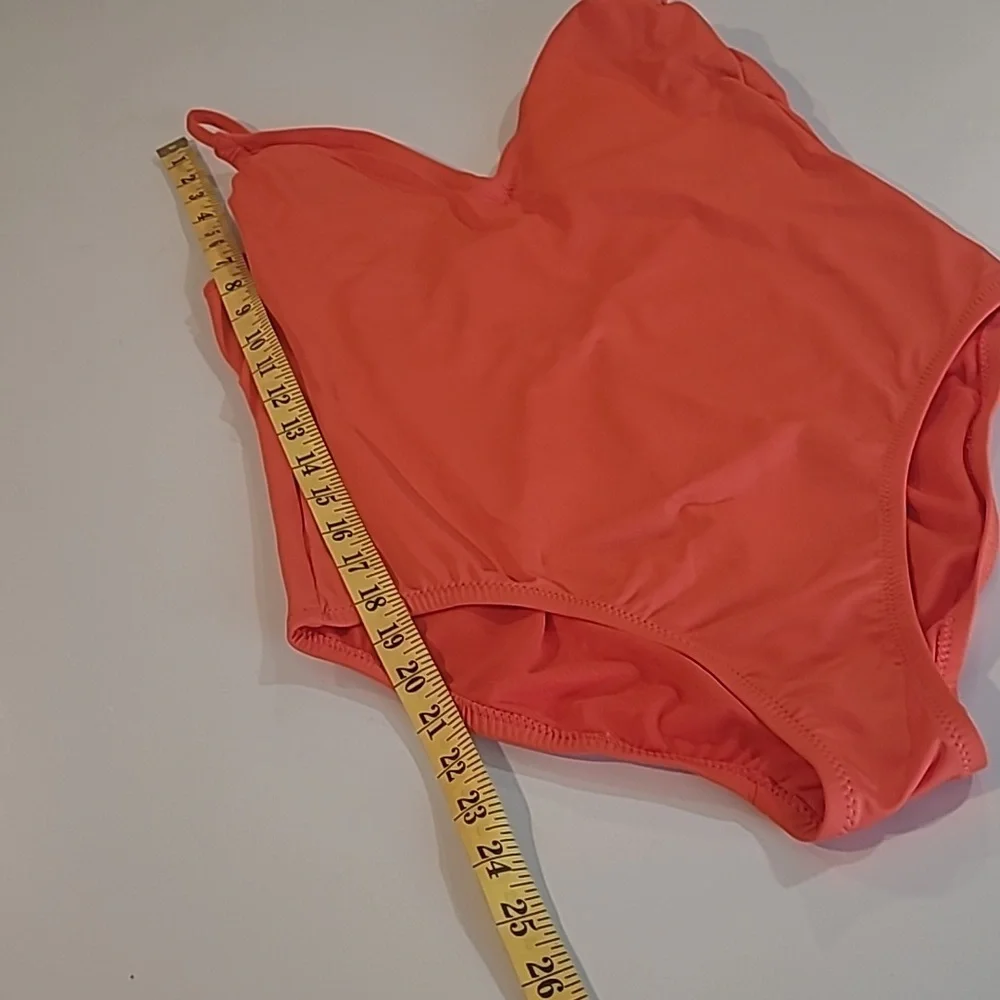EUC KONA SOL Bright Orange 1 Piece Plunge Adjustable Strap Bathing Suit - Picture 11 of 12